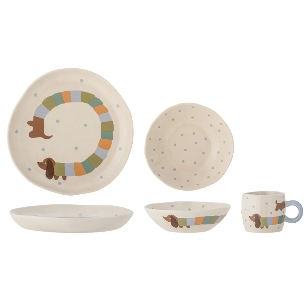 Bloomingville Geschirr-Set Hund Charlie Blue 3-teilig