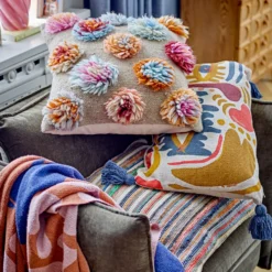 Bloomingville Kissen Somma Blue Wolle