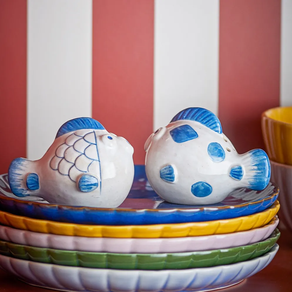 Bloomingville Salz- und Pfefferstreuer Fugu Blau 2-teilig
