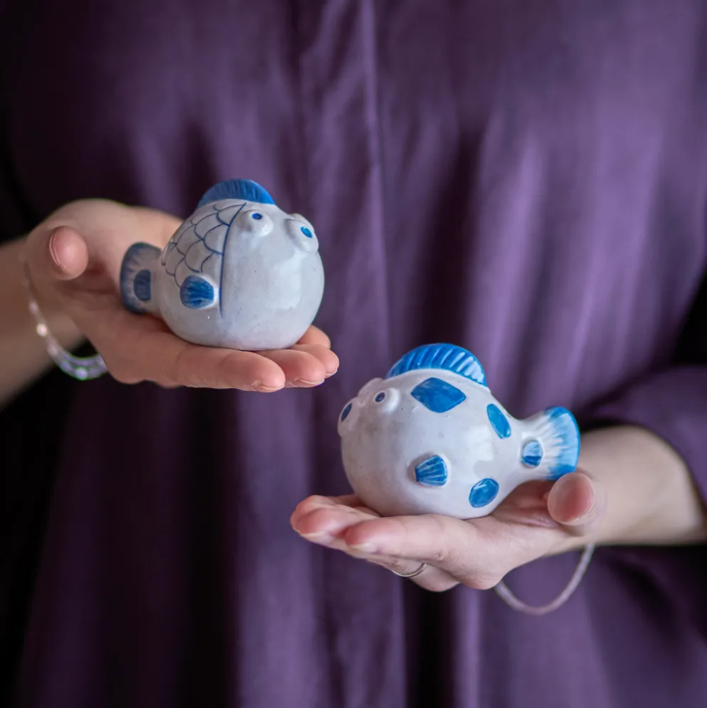 Bloomingville Salz- und Pfefferstreuer Fugu Blau 2-teilig