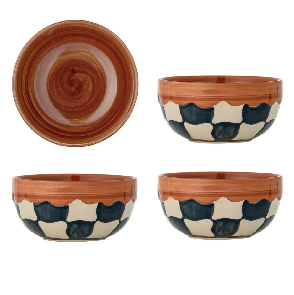 Bloomingville Schale Check Blau 4er-Set