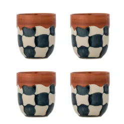 Bloomingville Tasse Check Blau 4er-Set