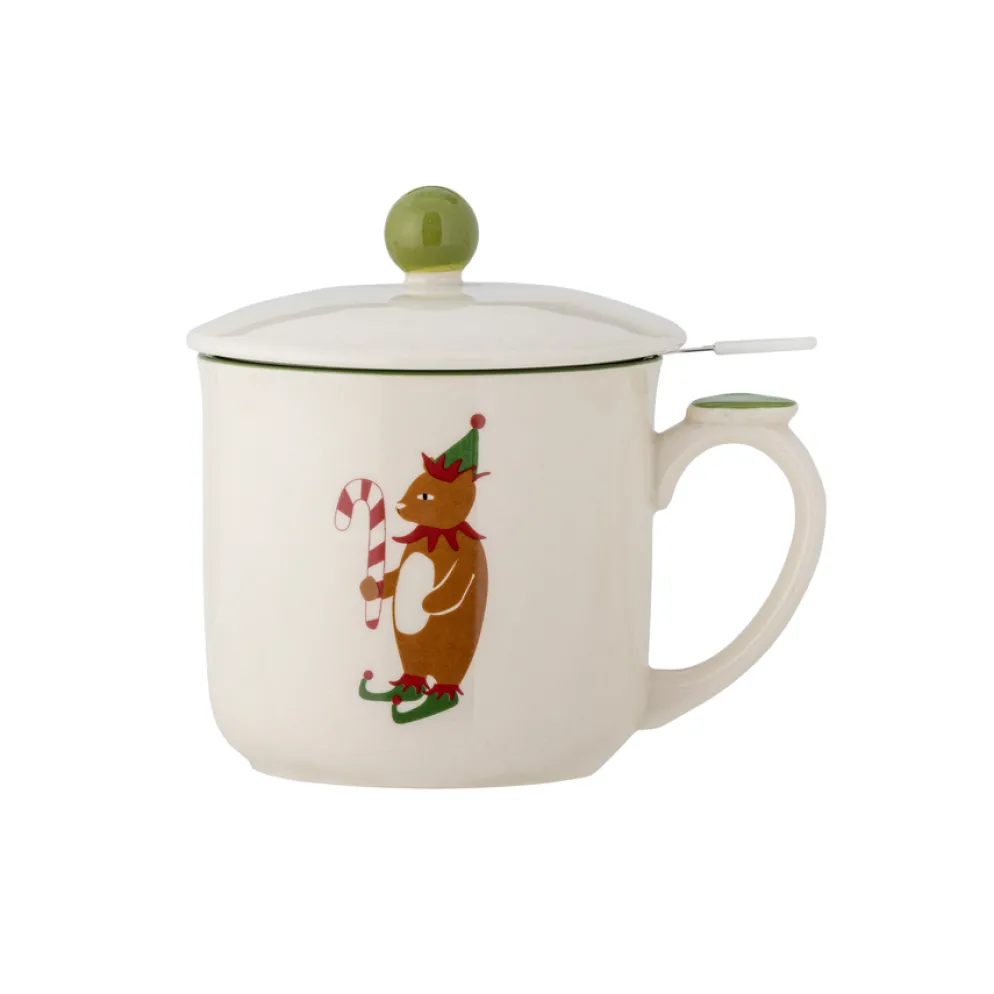 Bloomingville Tasse mit Deckel und Teesieb Valentin Grün