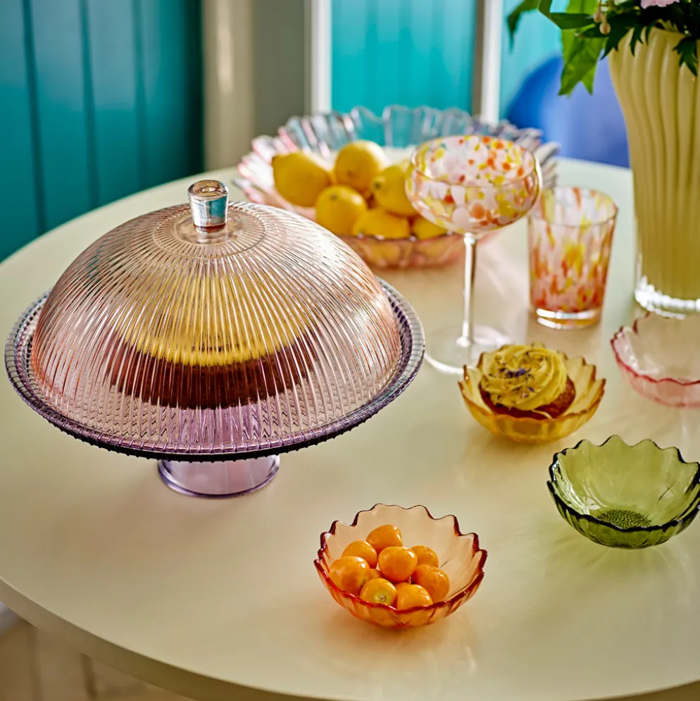 Bloomingville Tortenplatte mit Glocke Tayo Bunt