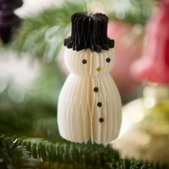 Bungalow Denmark Anhänger Honeycomb Snowmen Off White 2er-Set