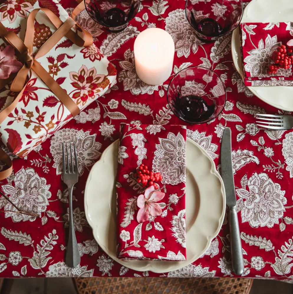 Bungalow Denmark Stoffserviette Yamini Raspberry 4er-Set