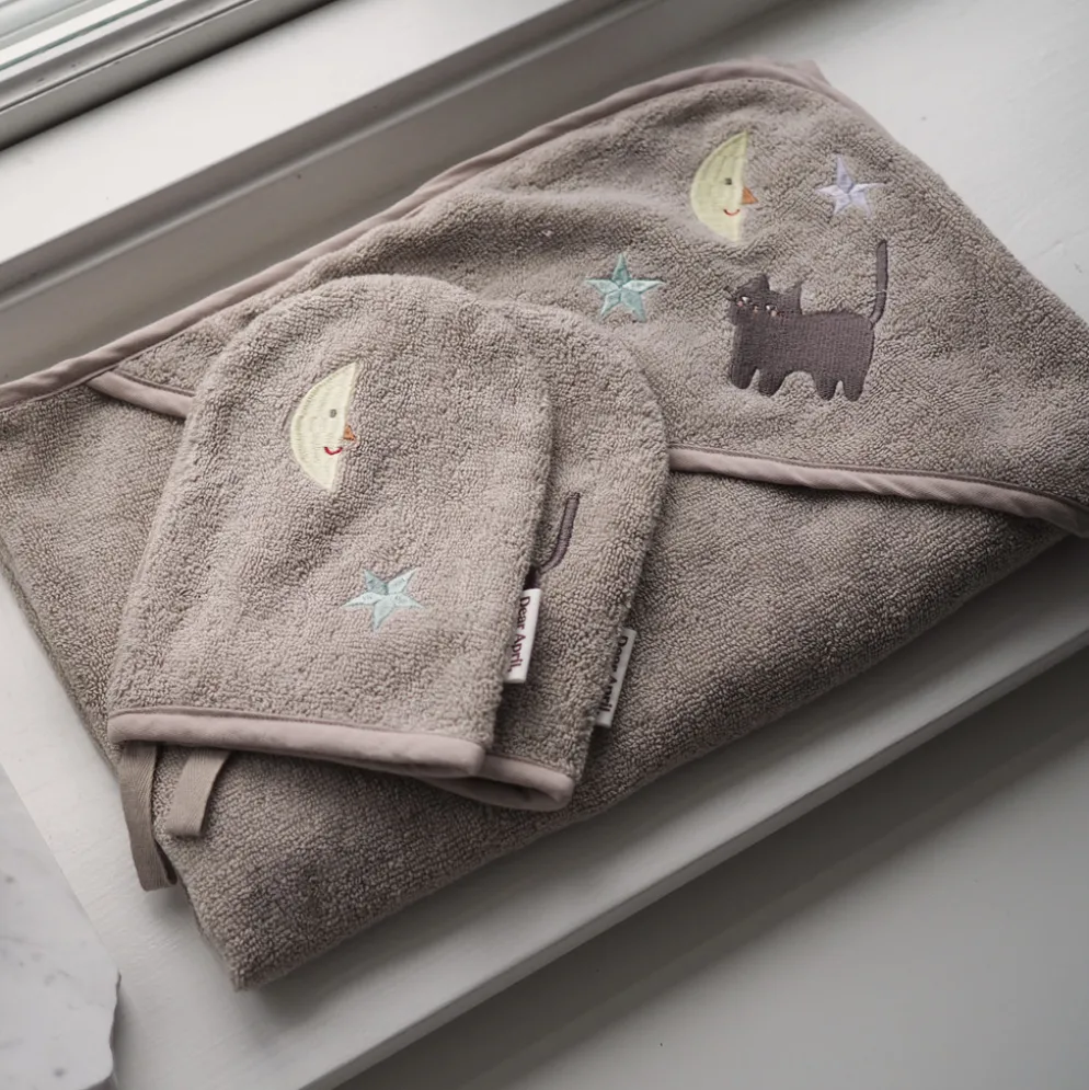 Dear April Petal Baby Kapuzenhandtuch Moon Cat