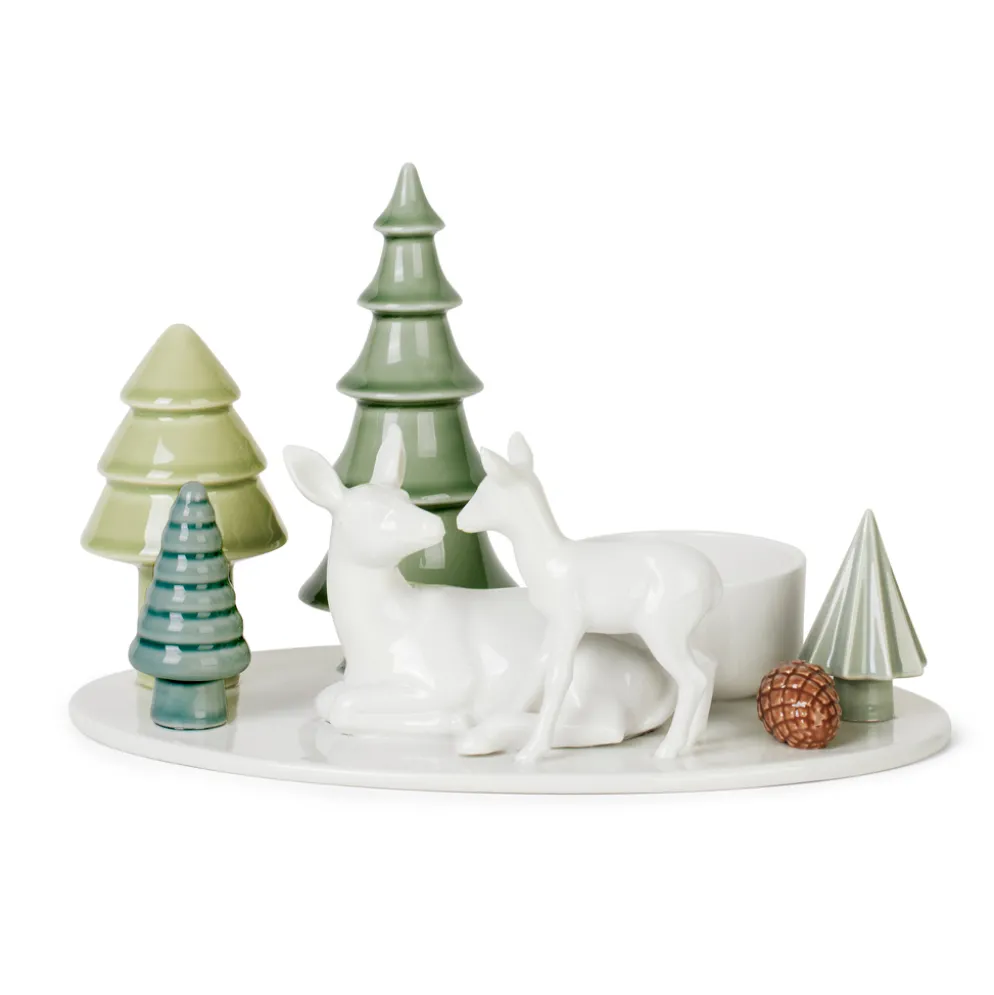 Dottir Nordic Design Kerzenhalter für Blockkerze Winter Stories Deer & Fawn