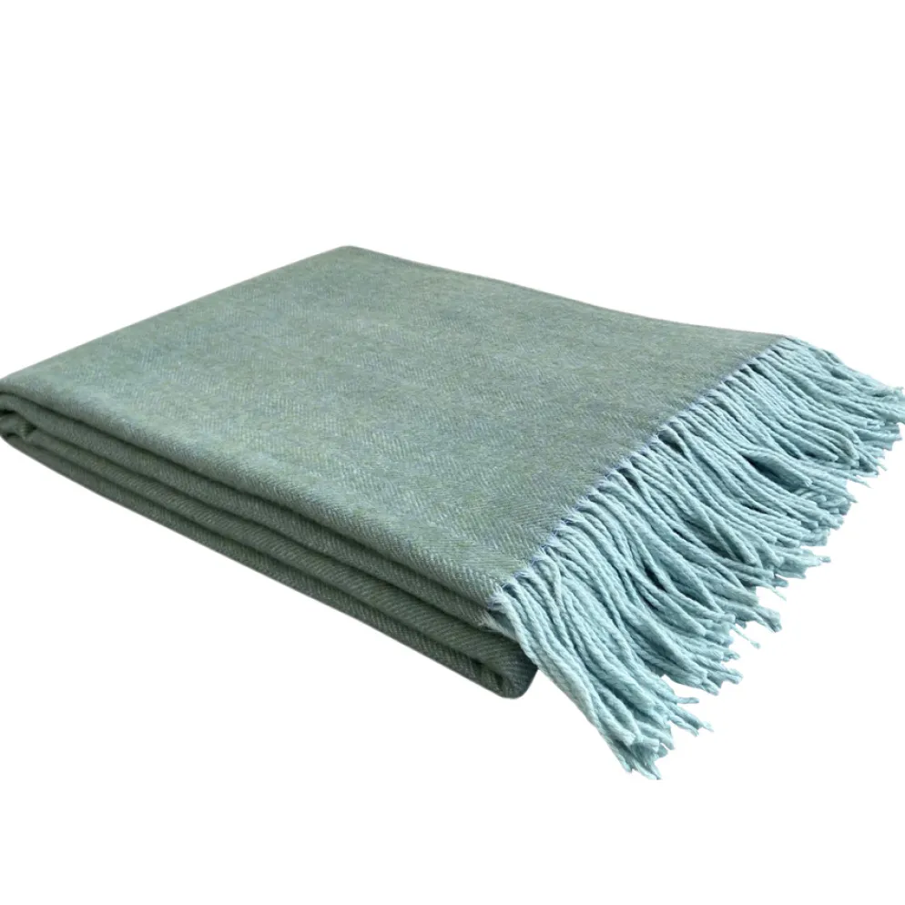 Erika Vaitkute Merinoplaid RUKLA Aqua Fischgrat 140x200