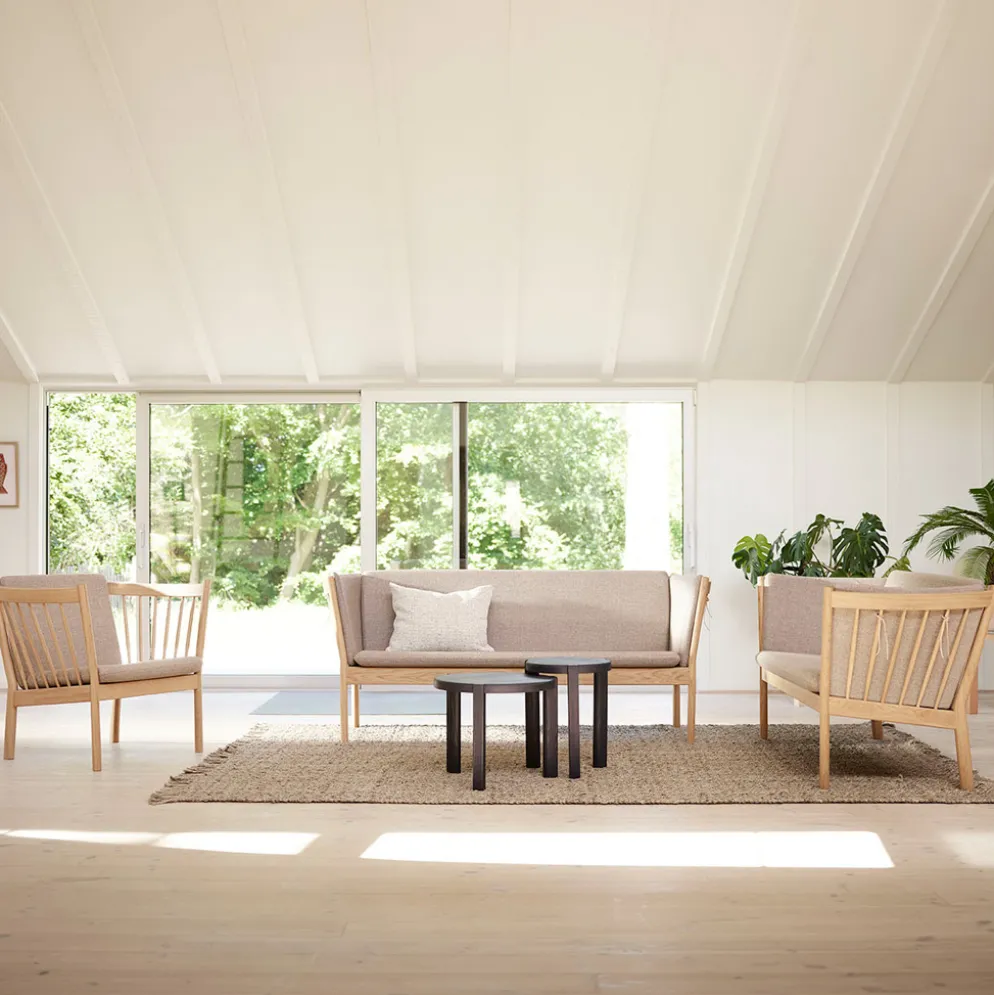 FDB Møbler J149 Sofa 3-Sitzer Eiche lackiert Beige