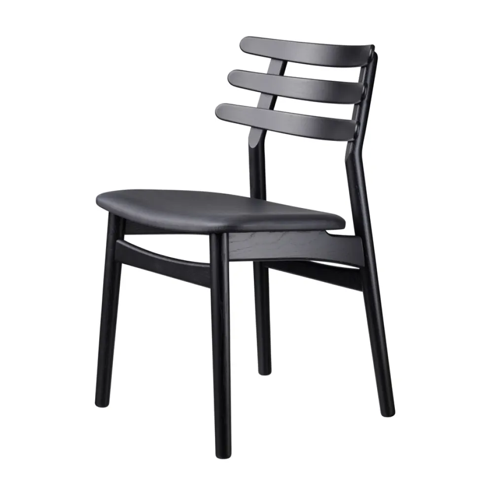 FDB Møbler J48 Stuhl Schwarz/Schwarz Leder
