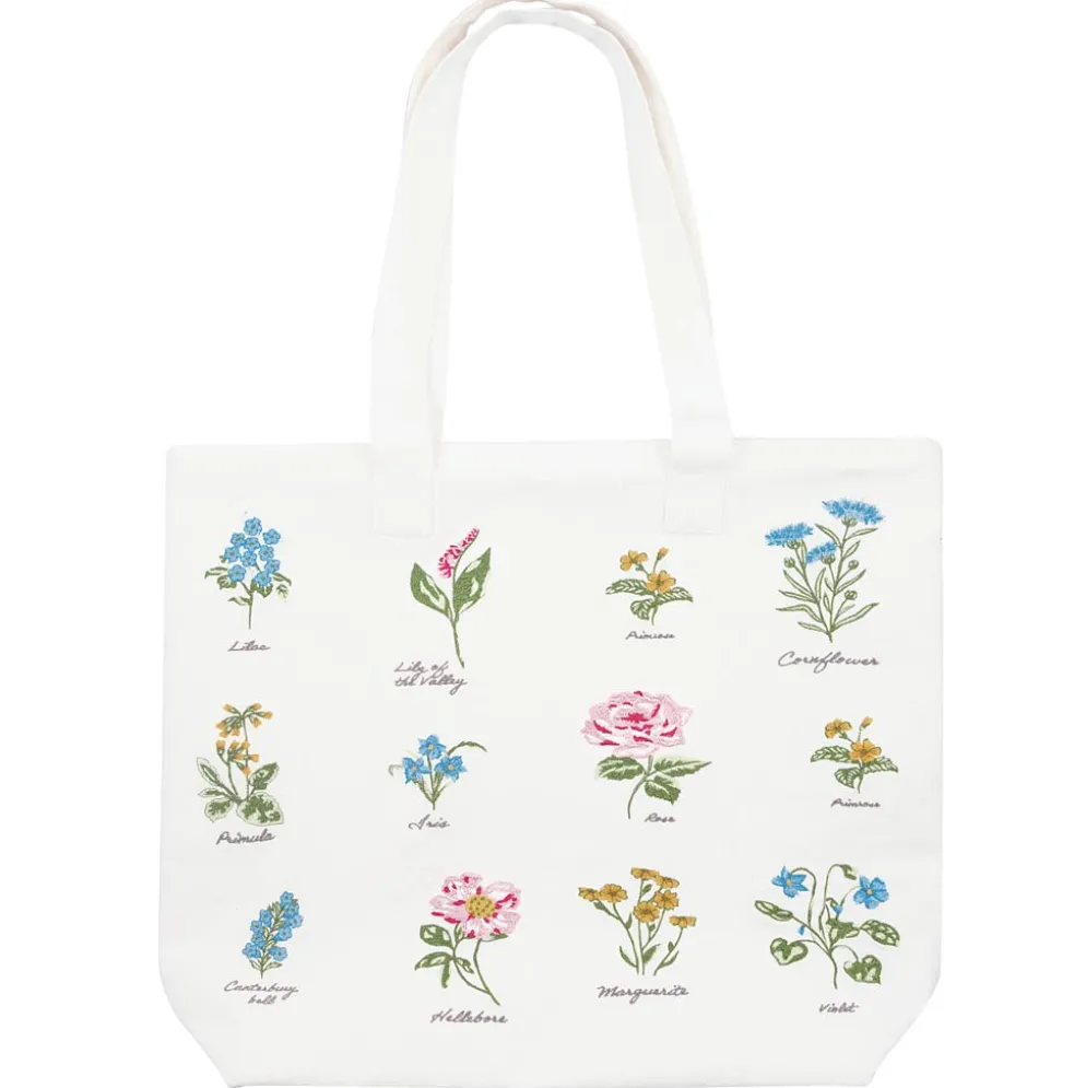 GreenGate Tasche Agnes white bestickt