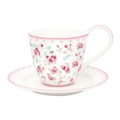 GreenGate Tasse mit Unterteller Elsy white