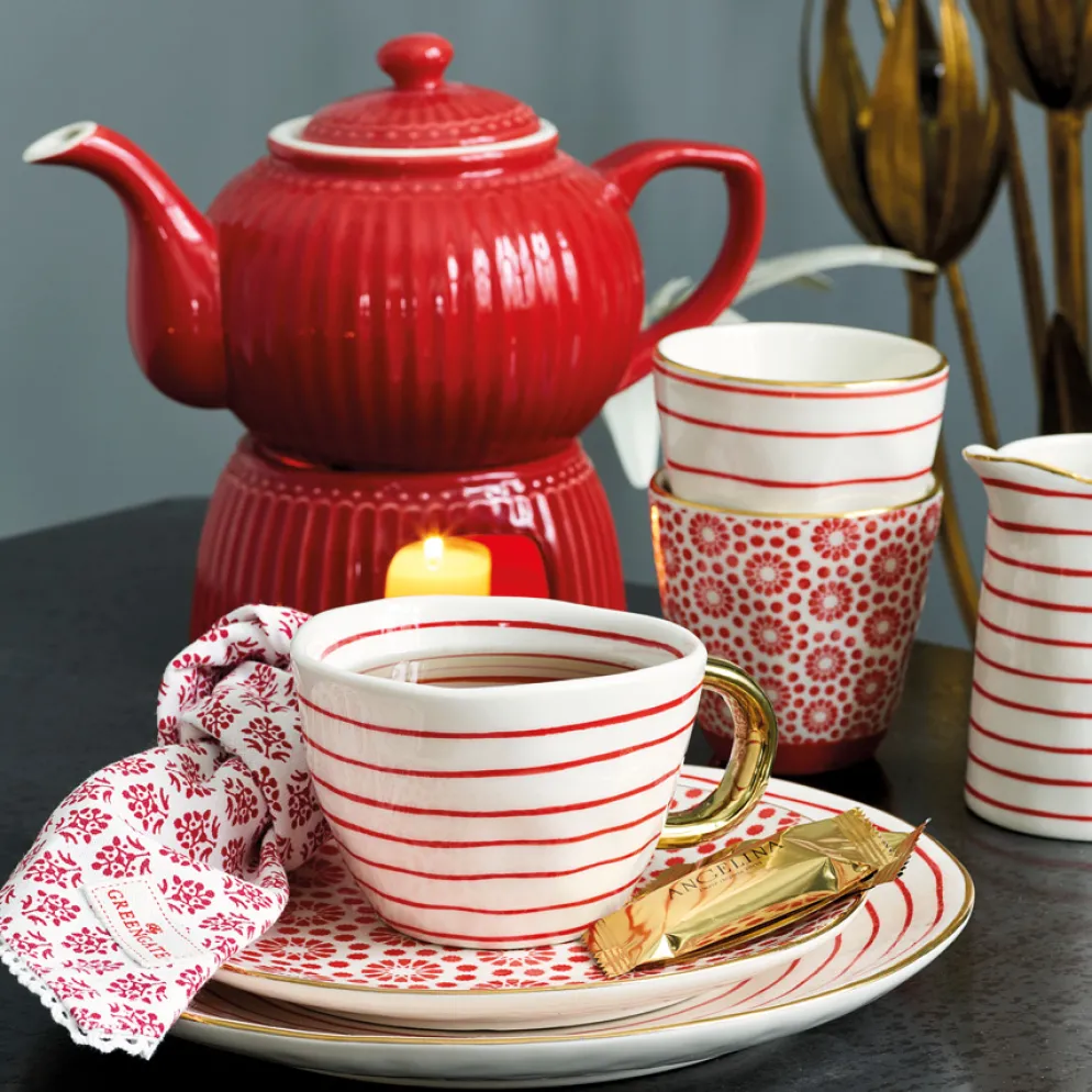 GreenGate Teekannen-Stövchen Alice Red