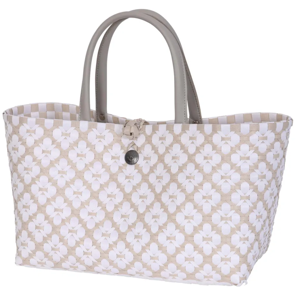 Handed By Handtasche Mini Motif Pale Grey/White S