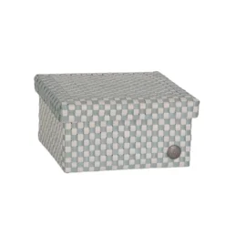 Handed By Korb mit Deckel Cube eucalytus/champagne medium