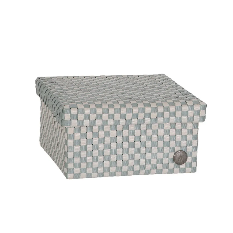 Handed By Korb mit Deckel Cube eucalytus/champagne medium