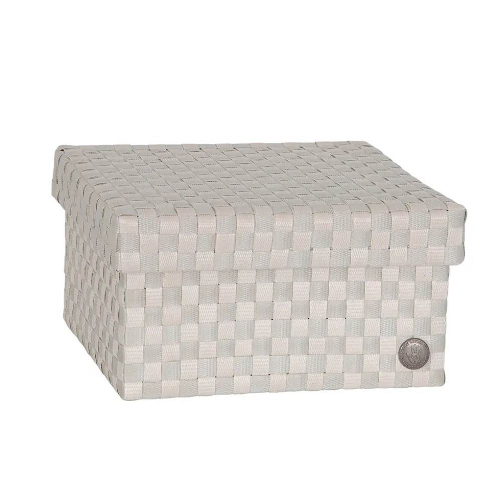 Handed By Korb mit Deckel Cube pale grey/champagne large