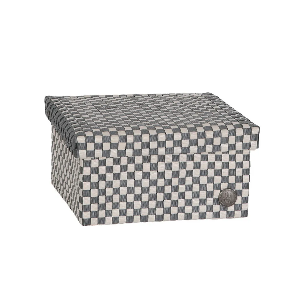 Handed By Korb mit Deckel Cube dark grey/champagne medium