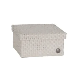 Handed By Korb mit Deckel Cube pale grey/champagne medium