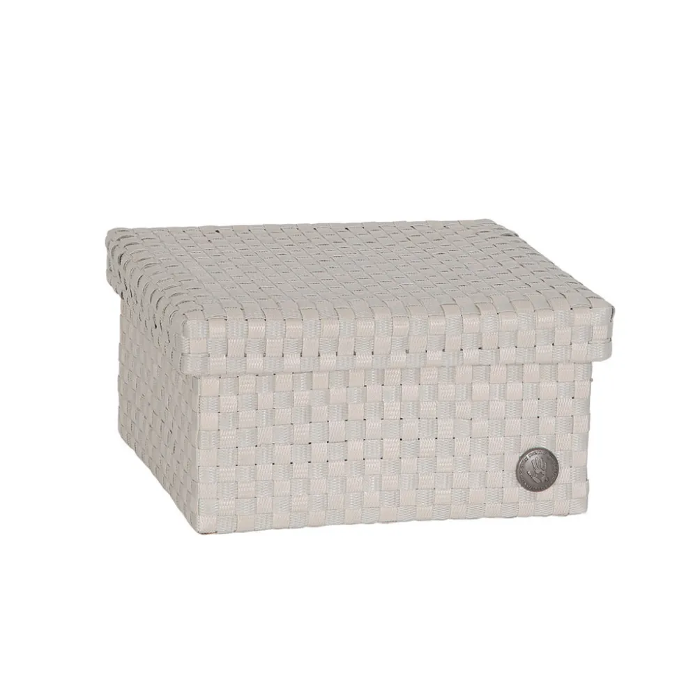 Handed By Korb mit Deckel Cube pale grey/champagne medium