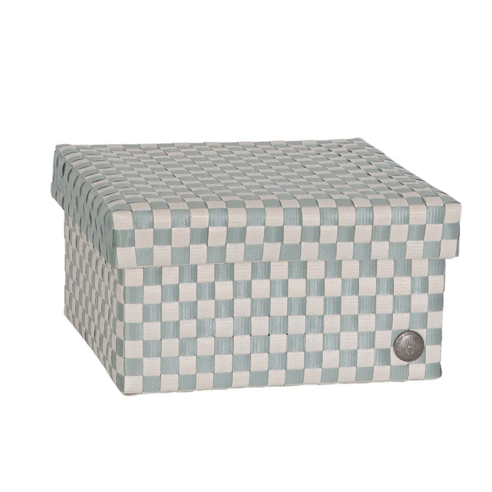 Handed By Korb mit Deckel Cube eucalyptus/champagne large