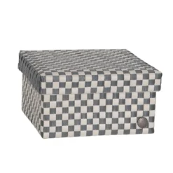 Handed By Korb mit Deckel Cube dark grey/champagne large