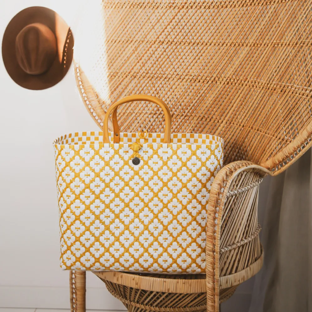 Handed By Shopper Motif White/Mustard