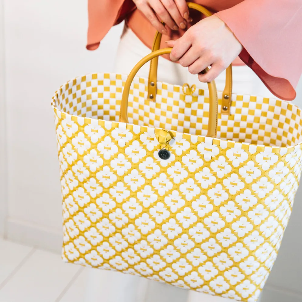 Handed By Shopper Motif White/Mustard