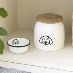 IB LAURSEN Dose für Hundefutter Weiß Holzdeckel 2,2 L