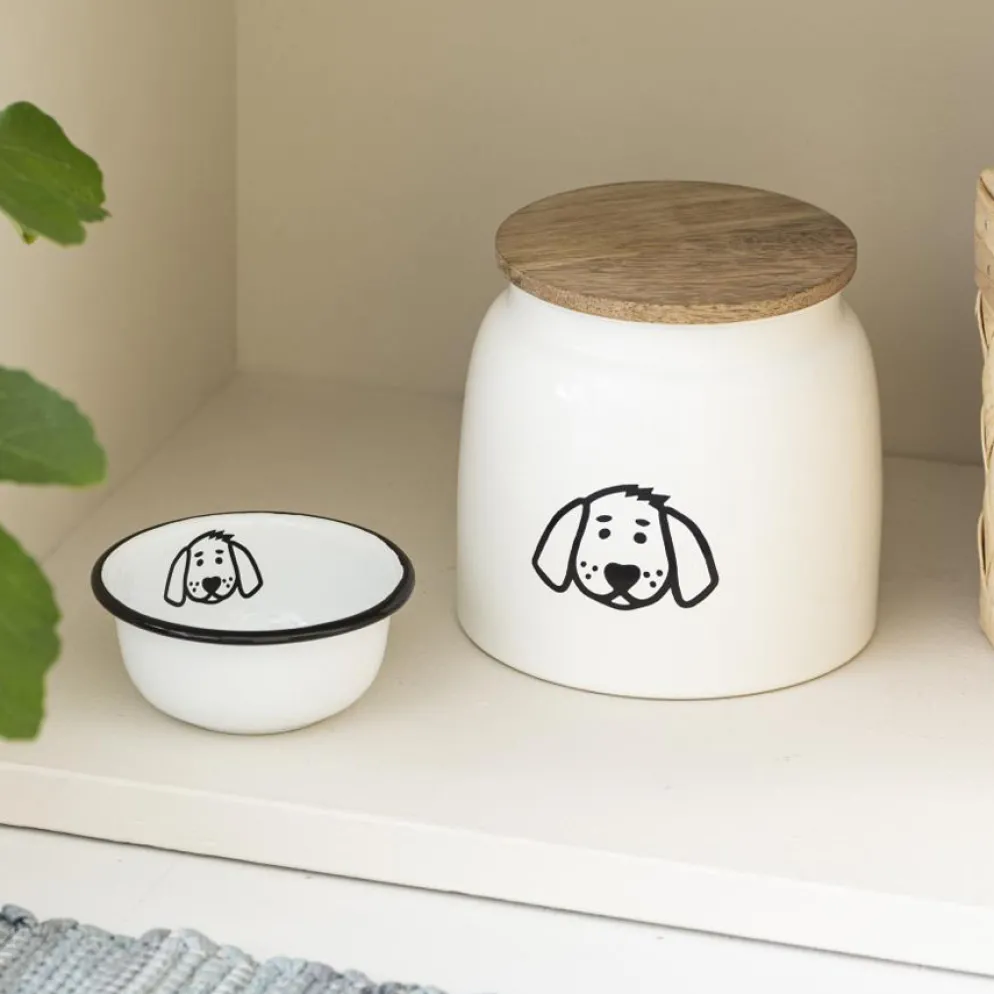IB LAURSEN Dose für Hundefutter Weiß Holzdeckel 2,2 L