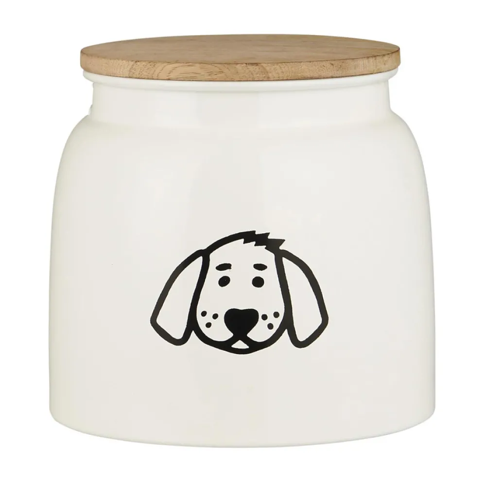 IB LAURSEN Dose für Hundefutter Weiß Holzdeckel 2,2 L