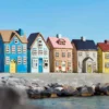 IB LAURSEN Haus für Teelicht Nyhavn gelbes Dach Sonnenblume