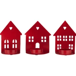 IB LAURSEN Kerzenhalter für Teelicht Hausfassade Rot 3er-Set