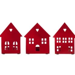 IB LAURSEN Kerzenhalter für Teelicht Hausfassade Rot 3er-Set