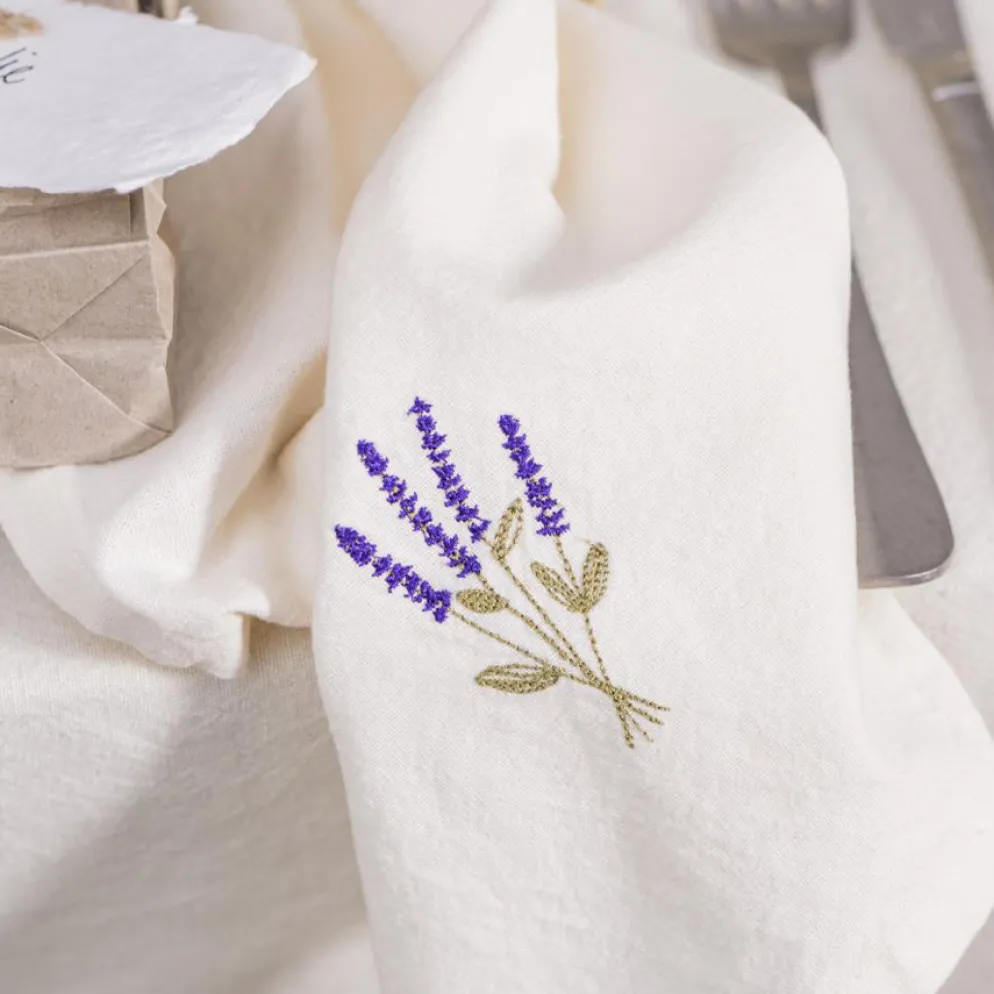 IB LAURSEN Stoffserviette Flora butter cream mit Lavendel 2er-Set