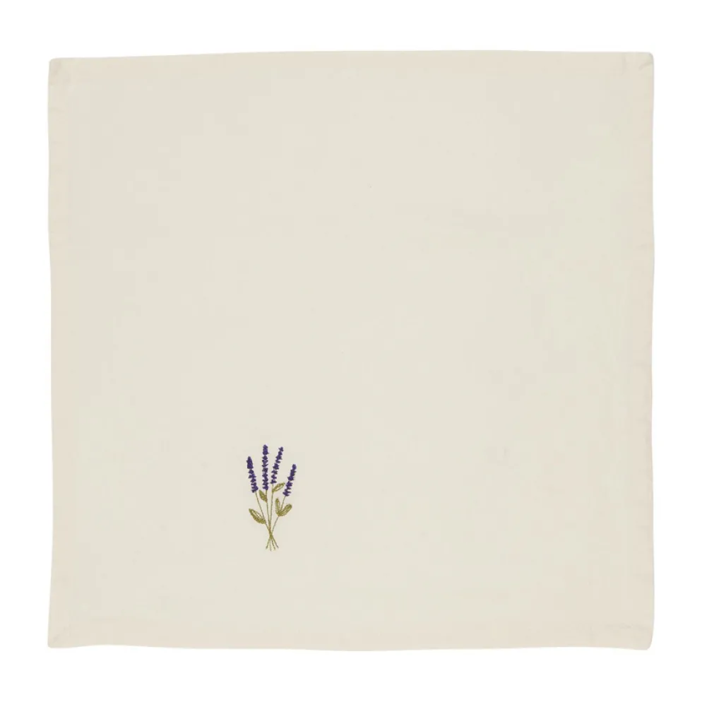 IB LAURSEN Stoffserviette Flora butter cream mit Lavendel 2er-Set
