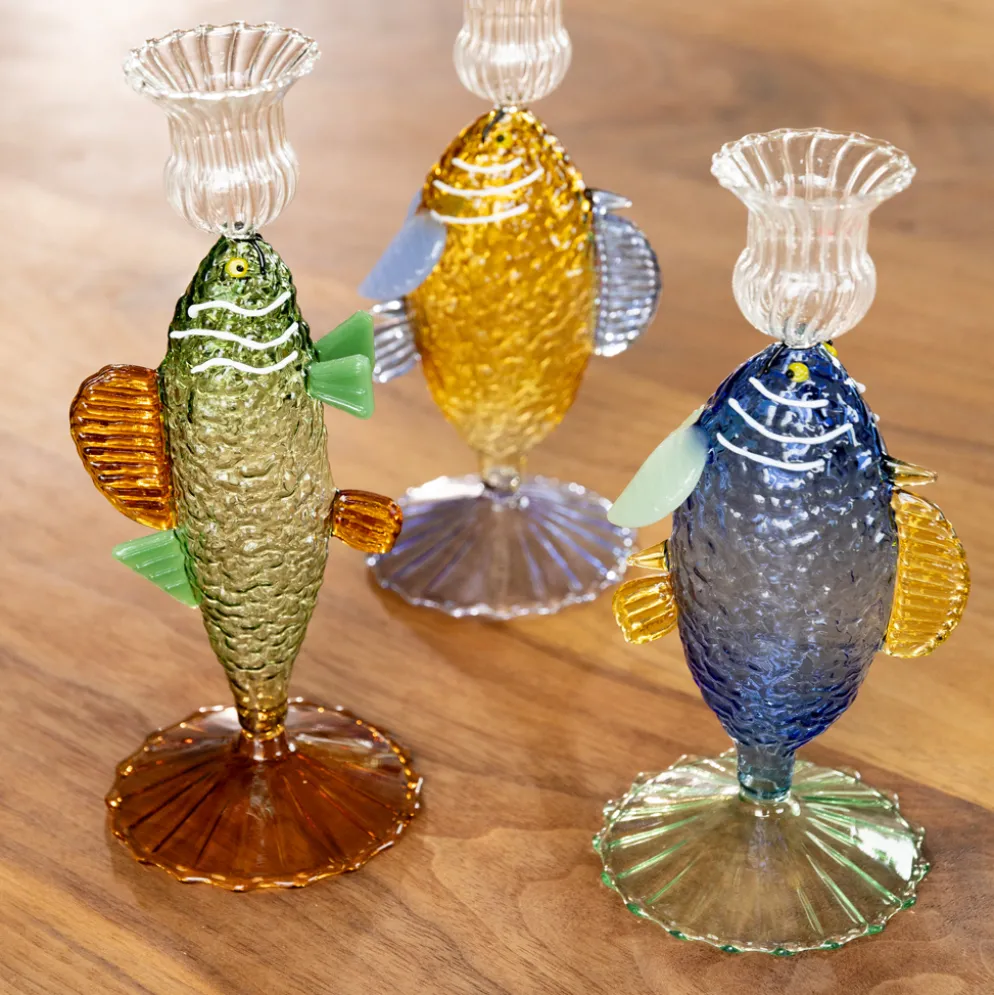 &klevering Kerzenhalter fish blue