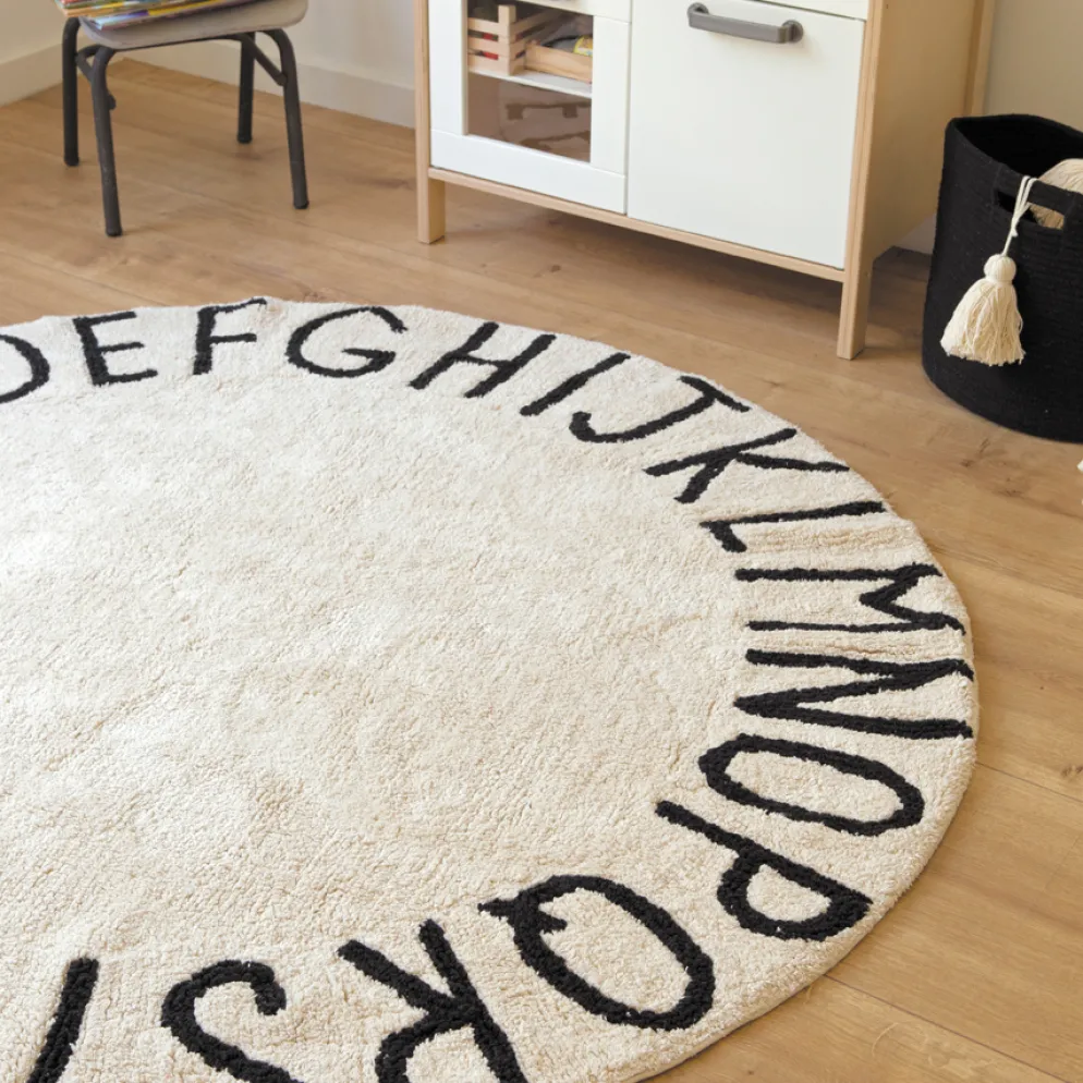 Lorena Canals Teppich Rund ABC Natural-Black