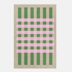 Matias Moellenbach Teppich Jute Green & Pink Stripes