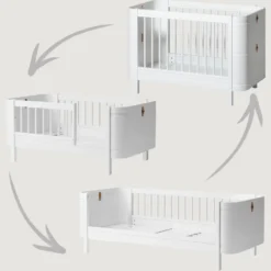 Oliver Furniture Baby- und Kinderbett Wood Mini+ Weiß inkl. Umbauset Juniorbett