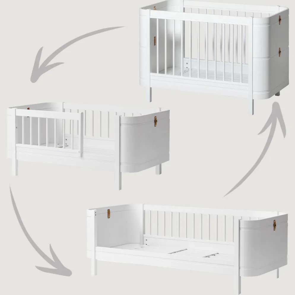 Oliver Furniture Baby- und Kinderbett Wood Mini+ Weiß inkl. Umbauset Juniorbett