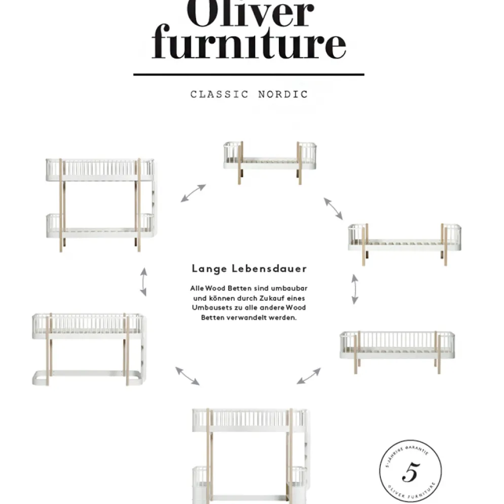 Oliver Furniture Bettsofa Wood Original Weiß