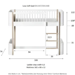 Oliver Furniture halbhohes Hochbett Wood Mini+ Weiß