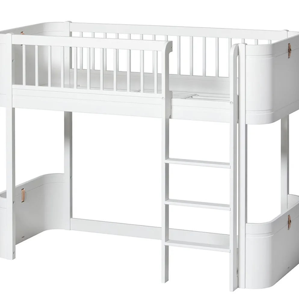 Oliver Furniture halbhohes Hochbett Wood Mini+ Weiß