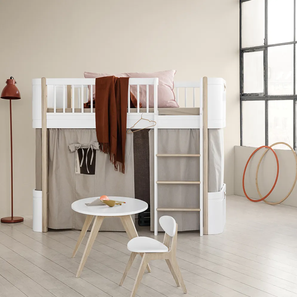 Oliver Furniture halbhohes Hochbett Wood Mini+ Weiß/Eiche