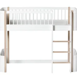 Oliver Furniture halbhohes Hochbett Wood Mini+ Weiß/Eiche