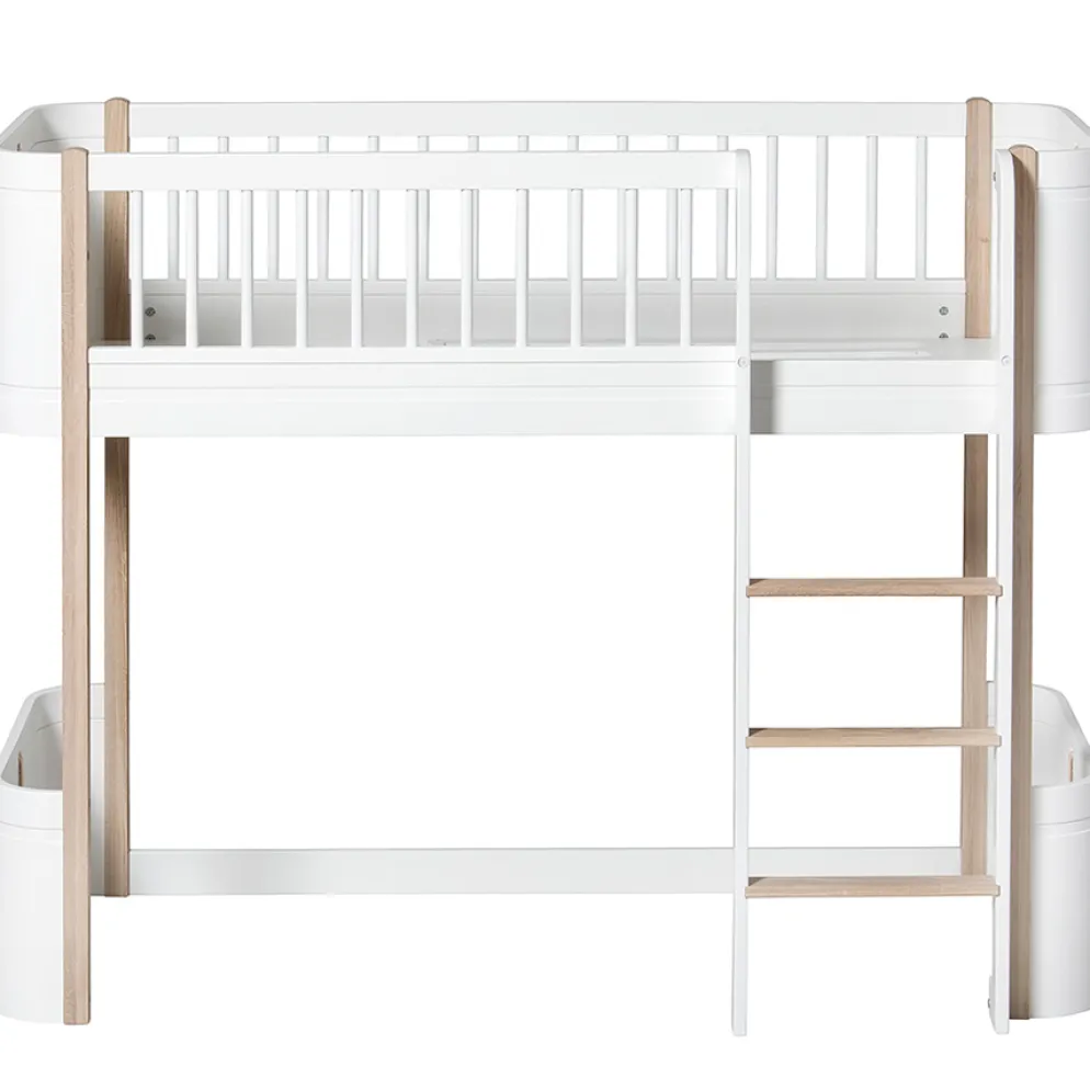 Oliver Furniture halbhohes Hochbett Wood Mini+ Weiß/Eiche