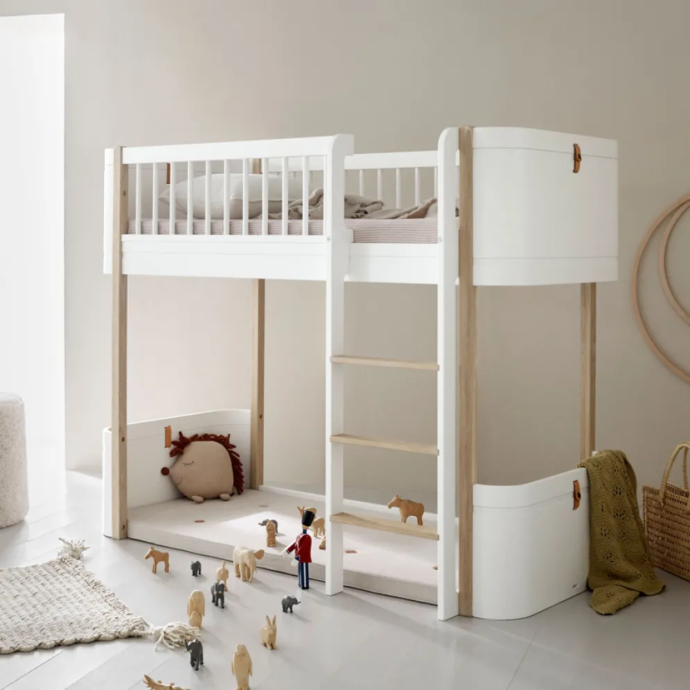 Oliver Furniture halbhohes Hochbett Wood Mini+ Weiß/Eiche