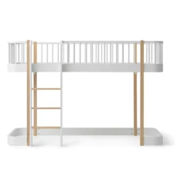 Oliver Furniture halbhohes Hochbett Wood Original Weiß/Eiche - Leiter vorne 138 cm